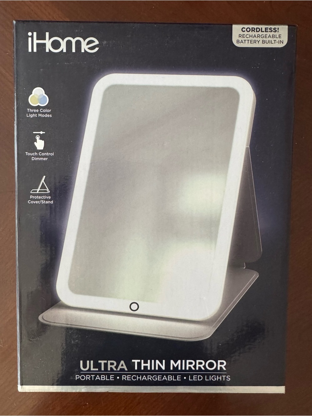 NEW IN BOX | iHome Ultra Thin Rechargeable LED Vanity Mirror - White